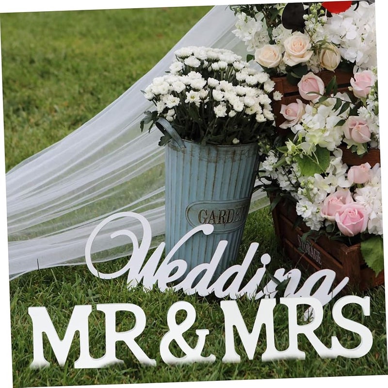 GLEAVI Mr Mrs Wooden Wedding Decor Desktop Letter Ornaments for Wedding Venue Decoration and Photography Props - Image 3
